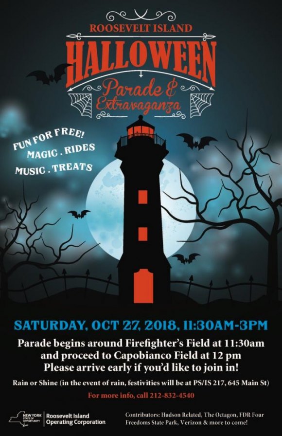 Roosevelt Island Halloween Extravaganza, Sportspark, 12:30 to 3:00 p.m. Roosevelt Island Halloween Extravaganza, Sportspark, 12:30 to 3:00 p.m.